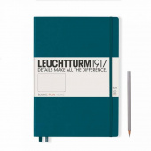 Leuchtturm1917 Блокнот нелинованный Master Slim A4+, 123 пронумерованных страниц, твердая обложка, цвет тихоокеанский зеленый