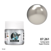Краска спиртовая Jim Scale, цвет металлик супер хром (Super Chrome), 10 мл