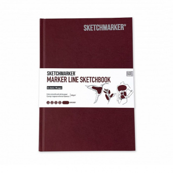 Sketchmarker Скетчбук Marker Line, 160 г/м2, 44 листа, 14,8*21 см, твердая обложка, винный