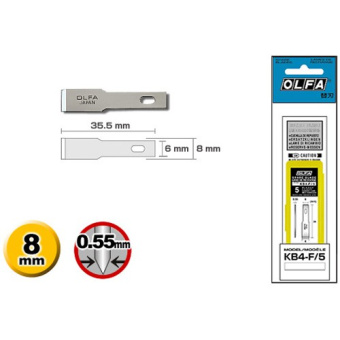 OLFA OL-KB4-F/5 Лезвия 6 мм лопаточные для ножа AK-4, 5 шт.