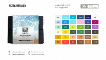 Набор маркеров Sketchmarker Brush Maldives Set (36 шт. + сумка-органайзер)