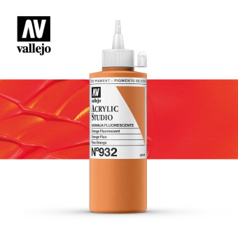 Краска Vallejo Acrylic Studio #932 Fluorescent Orange (Оранжевый флуоресцентный), 200 мл