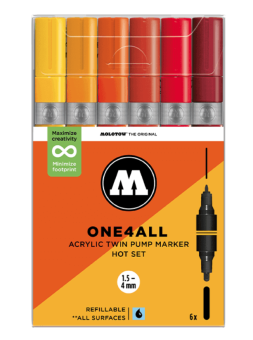 Набор маркеров Molotow ONE4ALL Acrylic Twin Hot Set (6 шт.)