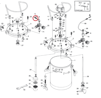 Iwata 04015170 Двухходовой клапан (впуск воздуха) красконагнетательного бака серии PET