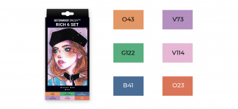 Набор маркеров Sketchmarker Brush 6 RICH Set (6 шт. в картонной коробке)