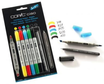 Набор маркеров Copic Ciao Brights (5 шт. + мультилинер 0.3 мм, в блистере)