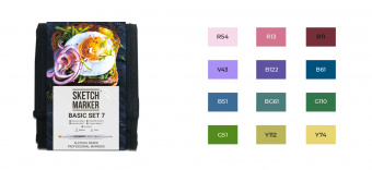 Набор маркеров Sketchmarker 12 BASIC Set 7 (12 шт. + сумка-органайзер)