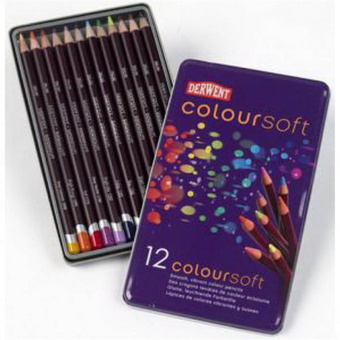 Derwent Набор цветных карандашей Coloursoft 12 шт. в металлическом пенале