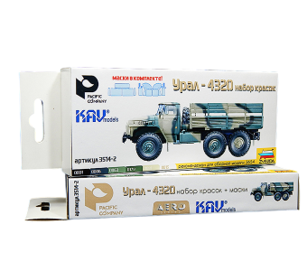 Набор красок Pacific88 AERO Урал-4320 + маски KAVmodels (для набора Звезда)
