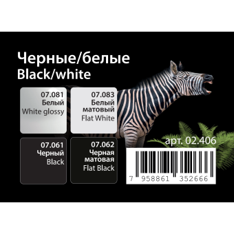 Набор спиртовых красок Jim Scale 02.406 “Ч/Б”