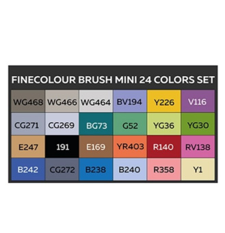 Набор Finecolour mini Brush 24 базовых цвета в кейсе