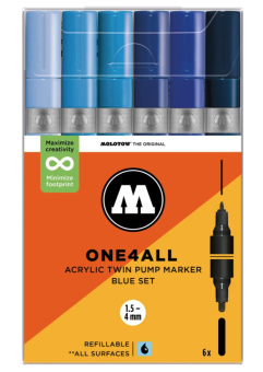 Набор маркеров Molotow ONE4ALL Acrylic Twin Blue Set (6 шт.)