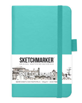 Sketchmarker Блокнот для зарисовок 140 г/кв. м, 80 л, 9*14 см, твердая обложка, бирюзовый