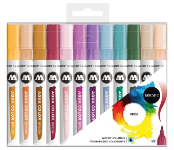 Набор маркеров Molotow Aqua Color Brush Basic Set 2 (12 шт.)