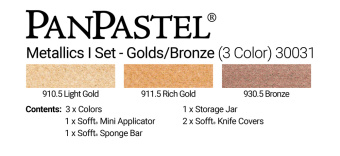 Набор PanPastel Metallics I – Lt. Gold/Rich Gold/Bronze Металлики – светлое золото/насыщенное золото/бронза (3 цвета)