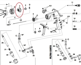 Воздушная голова для краскопульта Iwata MSGS-200