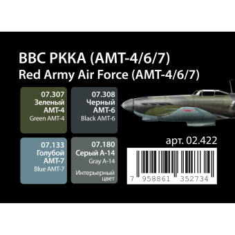 Набор спиртовых красок Jim Scale 02.422 “ВВС РККА (АМТ-4/6/7)”