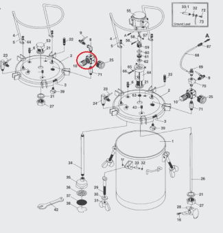 Iwata 94015180 Регулятор давления воздуха красконагнетательного бака серии PET