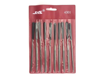 JAS 4301 Набор надфилей с ручками, 10 шт., чехол