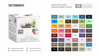 Набор маркеров Sketchmarker Brush Asia Style (48 шт. в пластиковом кейсе)