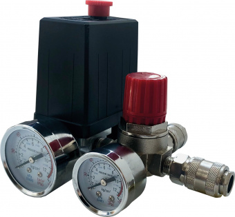 Pegas 2608И Реле давления для компрессора Pegas в сборе 380 В (2 быстросъемных выхода)