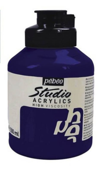 Краска акриловая Pebeo Studio Acrylics, 500 мл, цвет ультрамарин темный