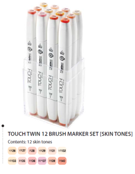 Набор маркеров Touch Twin Brush 12 шт., телесные тона