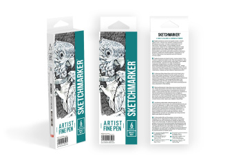 Набор капиллярных ручек Sketchmarker Artist fine pen Grey, 6 цв.