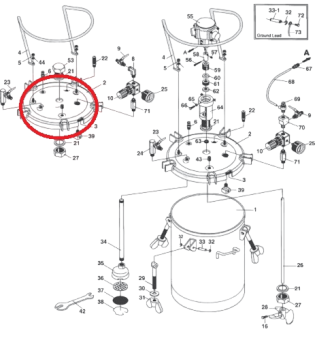 Iwata 04015240 Крышка красконагнетательного бака PET 30N / 30MN