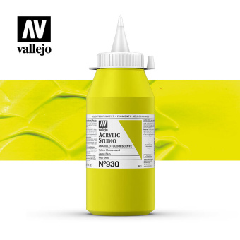 Краска Vallejo Acrylic Studio #930 Fluorescent Yellow (Желтый флуоресцентный), 1 л
