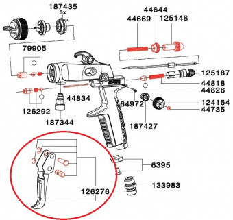 SATA 126276 Курок подачи материала в сборе для minijet 3000 B HVLP, minijet 4 HVLP