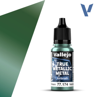 77174 Краска Vallejo True Metallic Metal - Dusken Green Airbrush (темно-зеленый), 18 мл