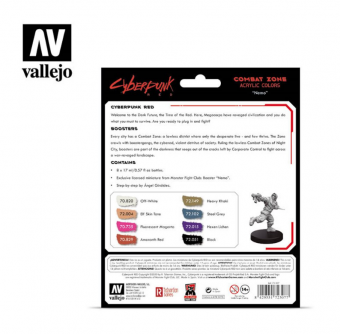 72307 Набор красок Vallejo Cyberpunk Red Combat Zone (5 Game Color + 3 Model Color + Figure)