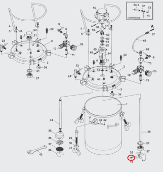 Iwata 04019040 Болт красконагнетательного бака PET 10MN / 30MN / 50MN