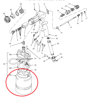 Graco 240262 Бачок в сборе HVLP Edge Cup 1L (коническое дно), прототип 244132