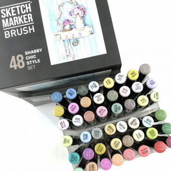 Набор маркеров Sketchmarker Brush Shabby Chic Style (48 шт. в пластиковом кейсе)