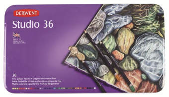 Derwent Набор цветных карандашей Studio 36 шт. в металлическом пенале