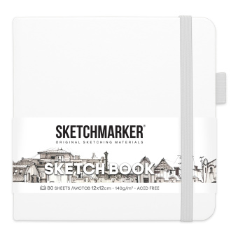 Sketchmarker Блокнот для зарисовок 140 г/кв. м, 80 л, 12*12 см, твердая обложка, белый