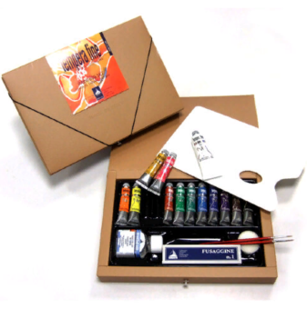 Набор темперных красок Maimeri Tempera Fine (12 туб по 20 мл в картонной коробке + аксессуары)