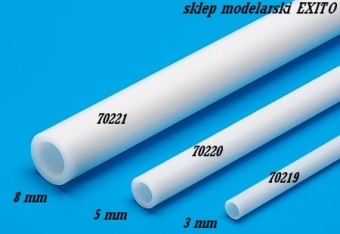Tamiya 70220 Пластиковые трубки (круглые белые), диаметр 5 мм, внутренний - 3 мм, длина 40 см (5 шт.)