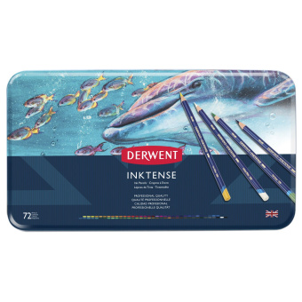 Derwent Набор акварельных карандашей Inktense 76 шт. в металлическом пенале