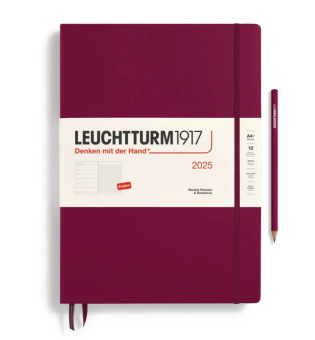 Leuchtturm1917 Ежедневник, A4+, 2025 г., без расписания, 72 л, твердая обложка, цвет портвейн + блокнот
