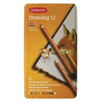 Derwent Набор цветных карандашей Drawing 12 шт. в металлическом пенале