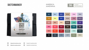Набор маркеров Sketchmarker Brush America (36 шт. + сумка-органайзер)