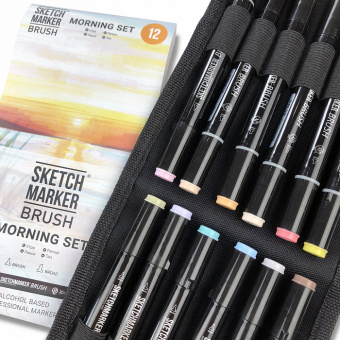 Набор маркеров Sketchmarker Brush Morning (12 шт. + сумка-органайзер)