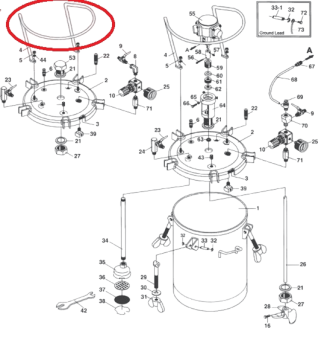 Iwata 04019250 Ручка красконагнетательного бака PET 10N / 10MN