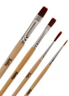 Набор кистей Альбатрос «Хобби», синтетика, 4 шт., круглые и плоские