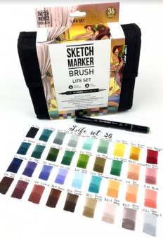 Набор маркеров Sketchmarker Brush Life (36 маркеров + сумка-органайзер)