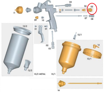 Задняя втулка с уплотнителем и пружиной  для к/р Sagola 3300