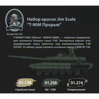 Набор акриловых красок Jim Scale 02.124 Т-90М “Прорыв”
